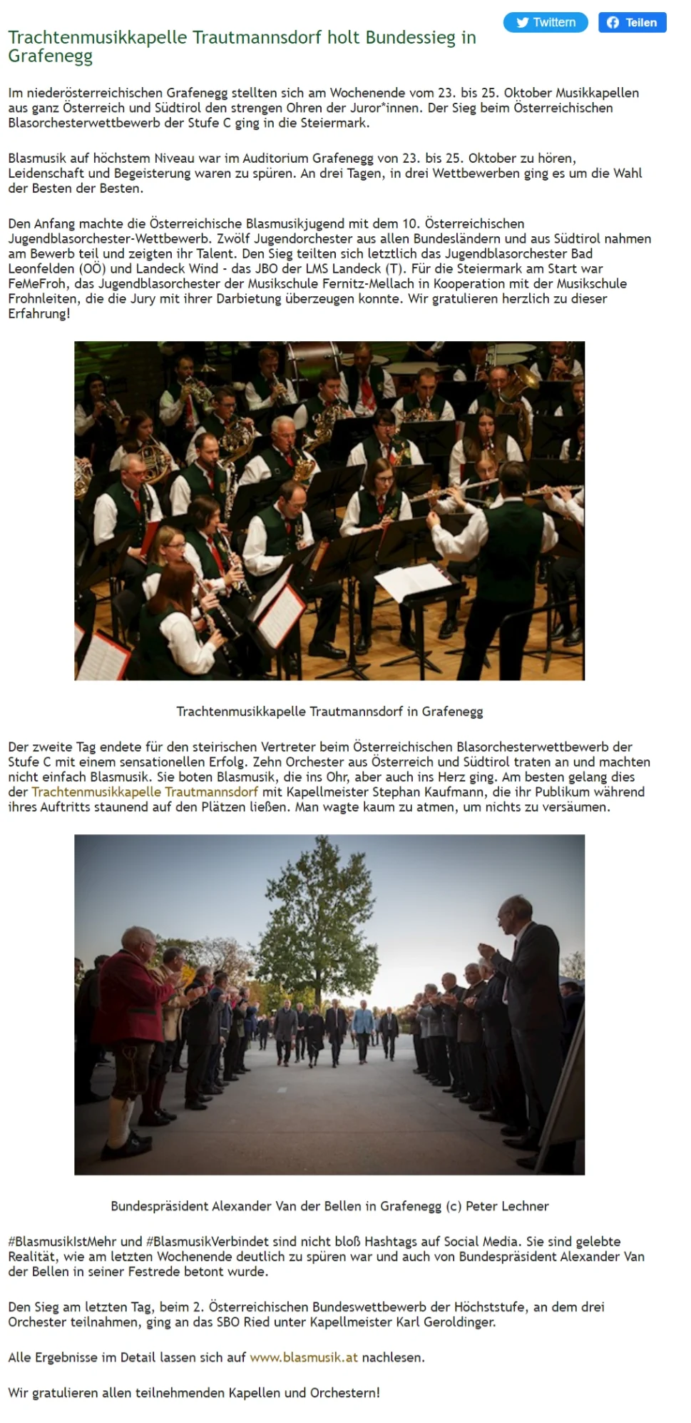 Beitrag Steirischer Blasmusikverband Grafenegg 2021